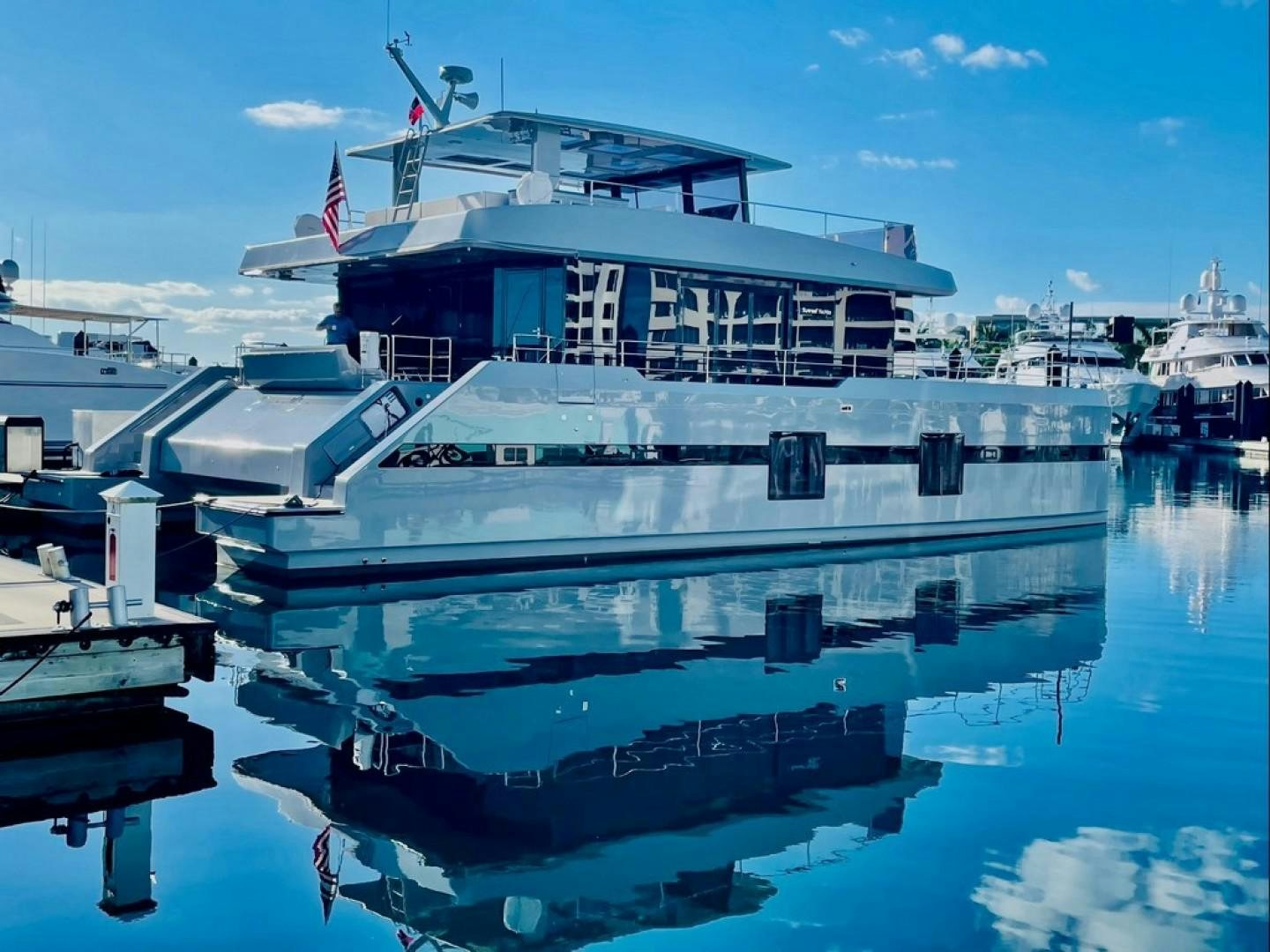 a large boat in the water aboard EMMILIZA Yacht for Sale