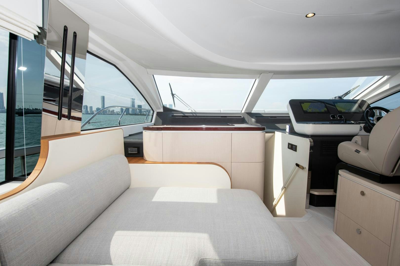 inside of a car aboard CRIMSON Yacht for Sale
