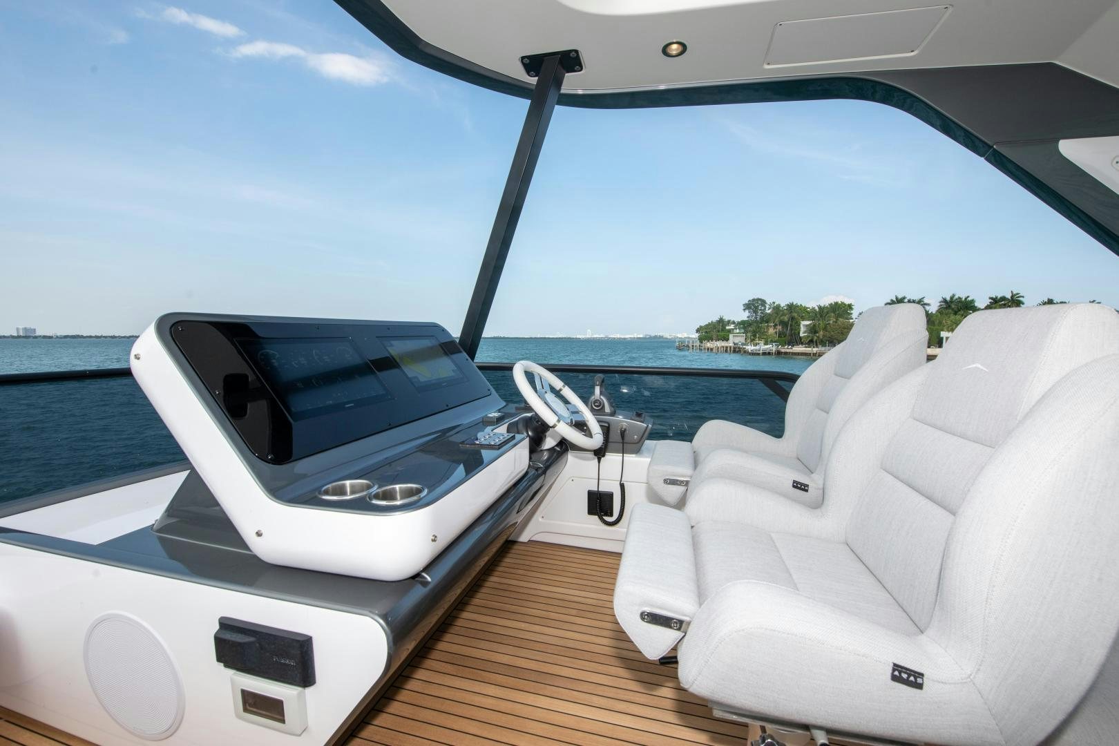 the inside of a boat aboard CRIMSON Yacht for Sale
