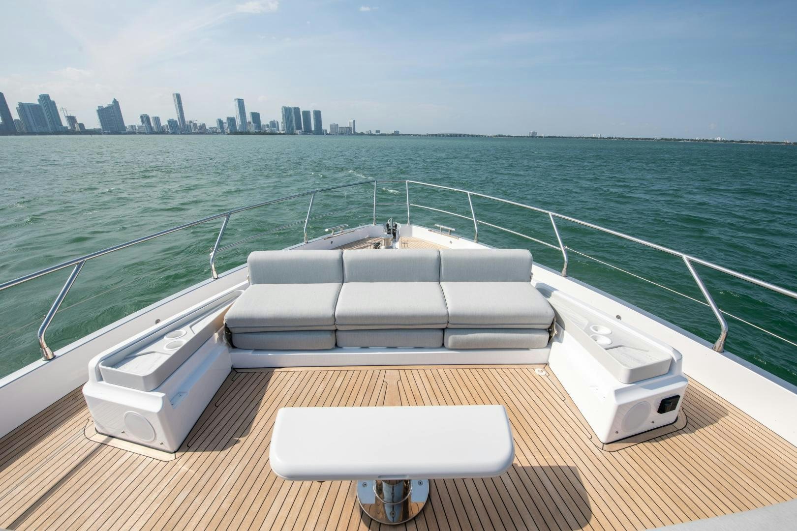 a boat on a deck aboard CRIMSON Yacht for Sale