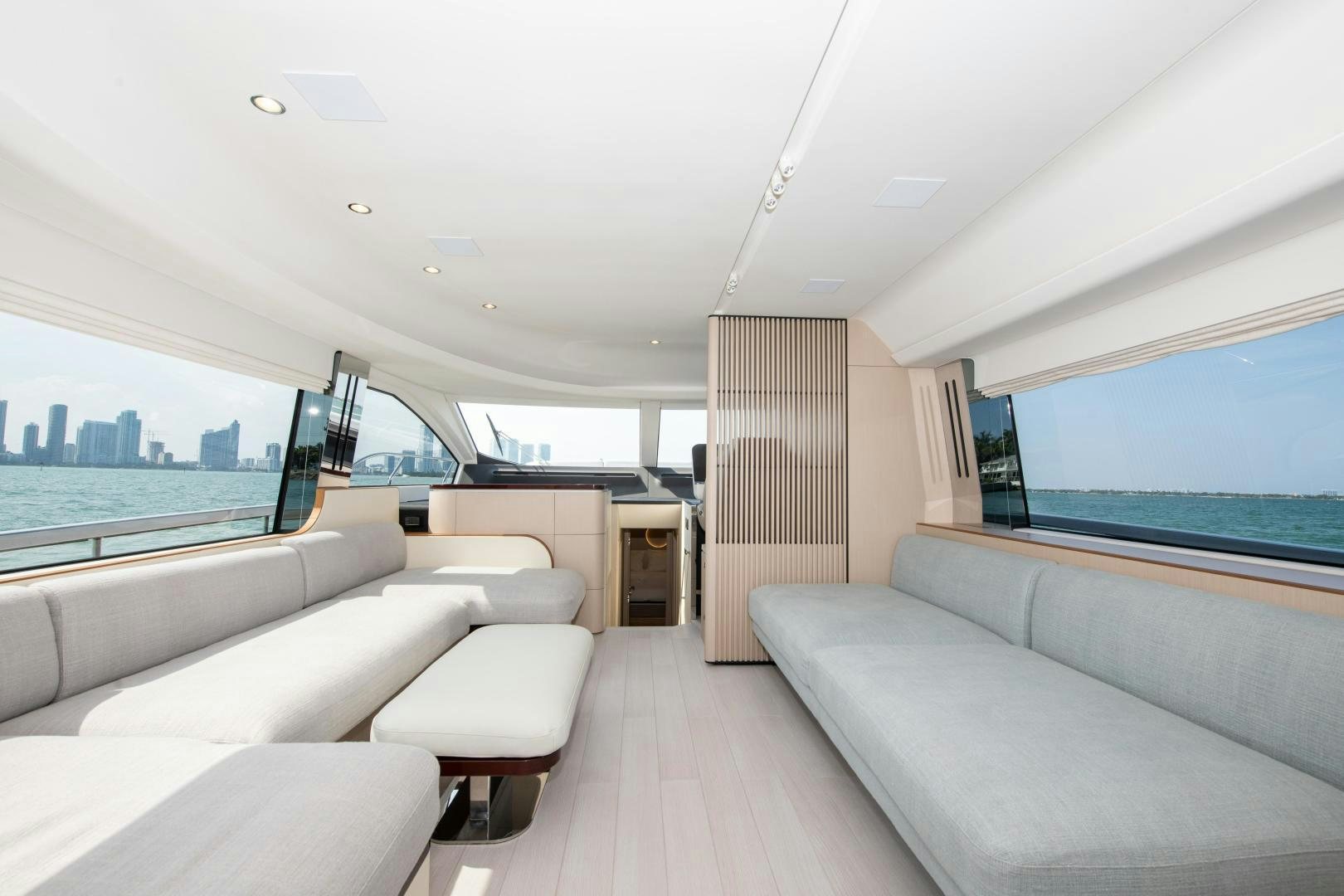 a car with a view of the city aboard CRIMSON Yacht for Sale