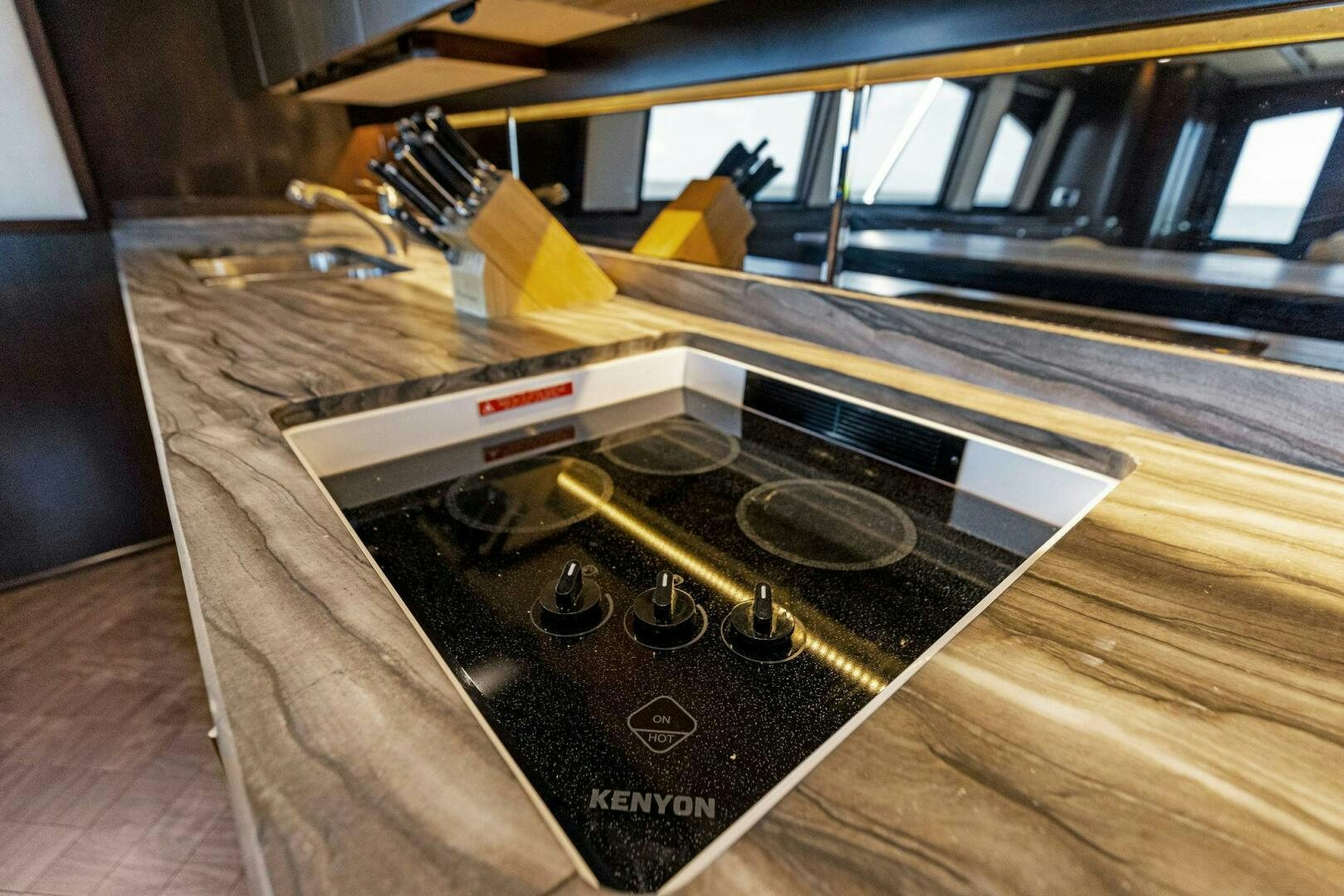 a kitchen with a stove and oven aboard THE PROVIDER Yacht for Sale
