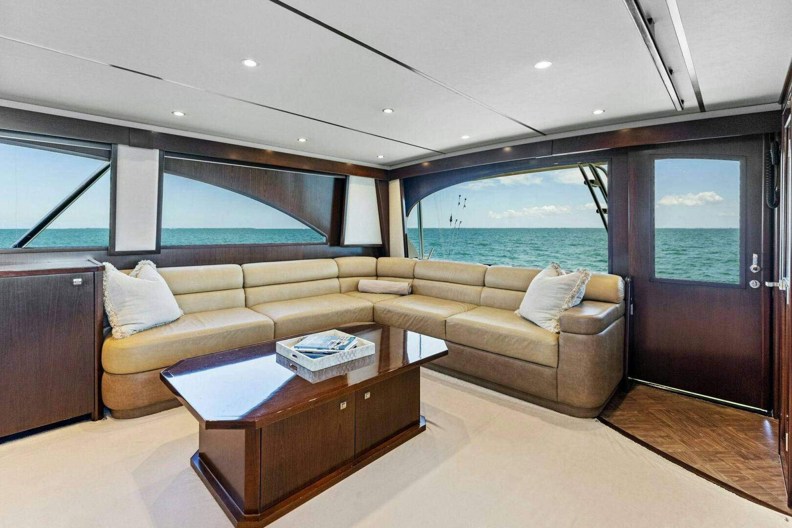 a living room with a large window aboard THE PROVIDER Yacht for Sale