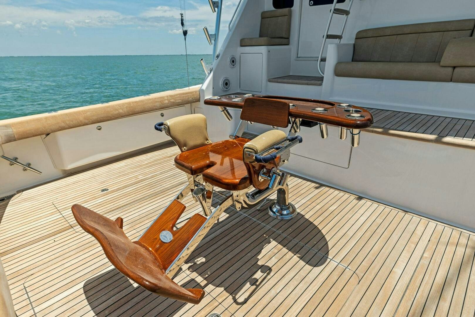 a wooden boat on a deck aboard THE PROVIDER Yacht for Sale