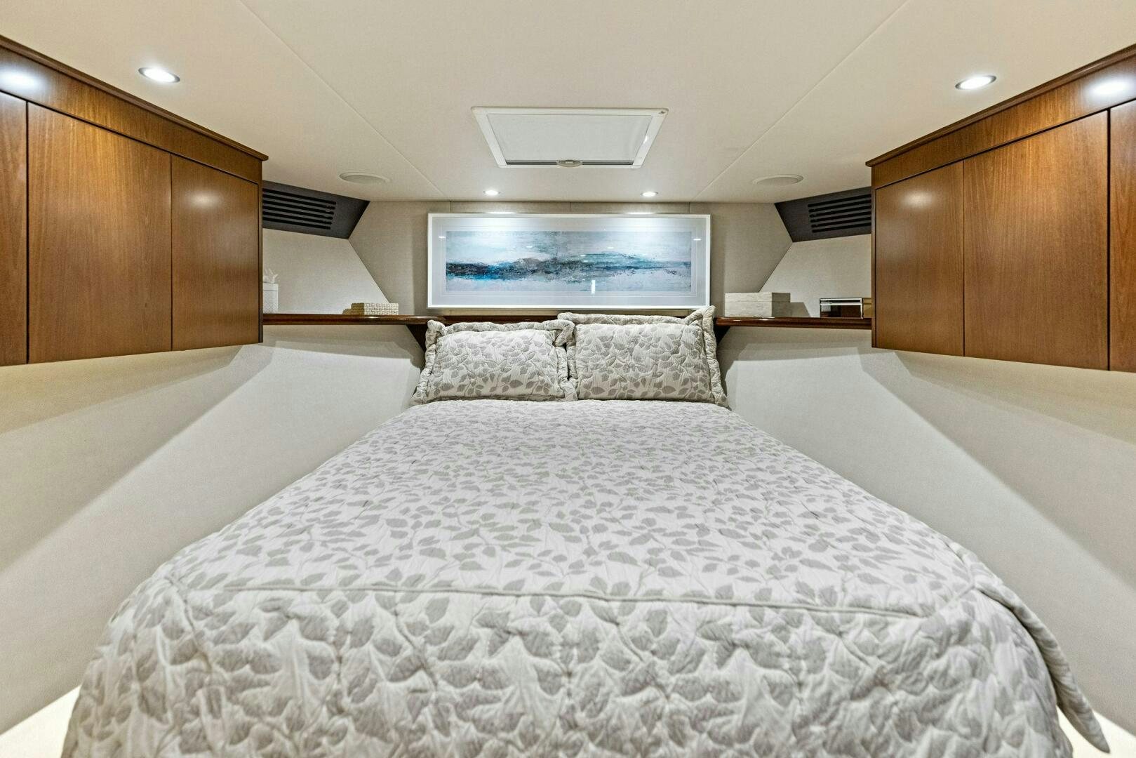 a bed in a room aboard THE PROVIDER Yacht for Sale