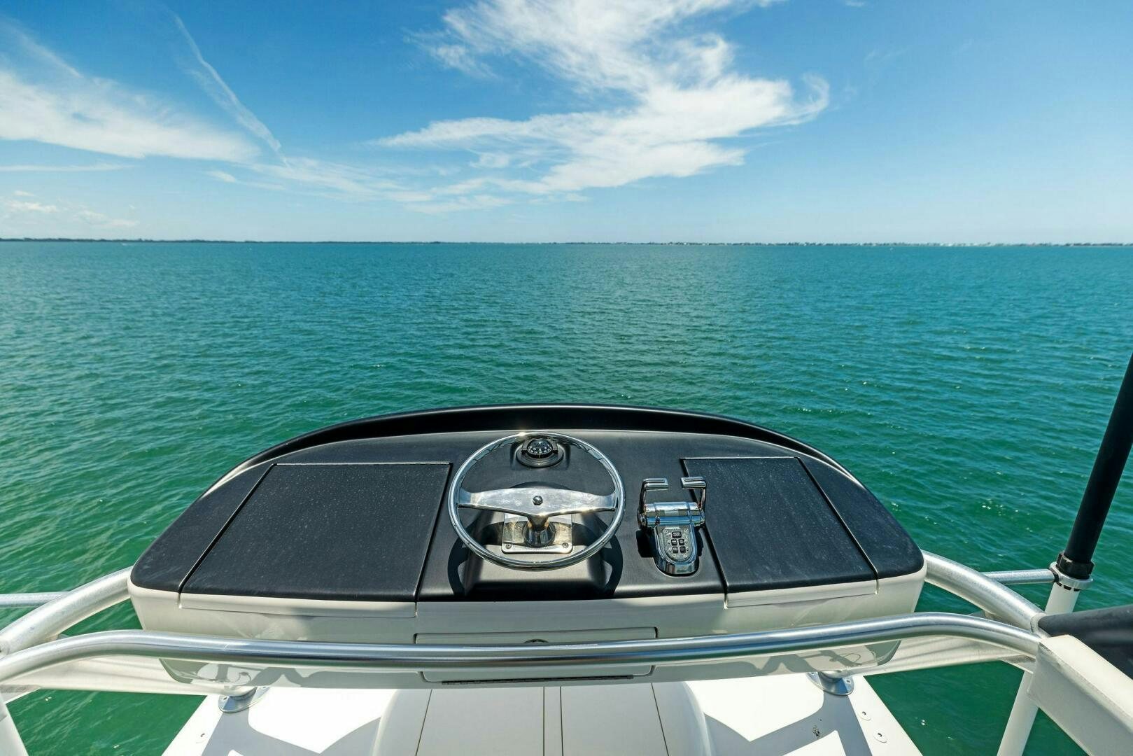 a steering wheel on a boat aboard THE PROVIDER Yacht for Sale