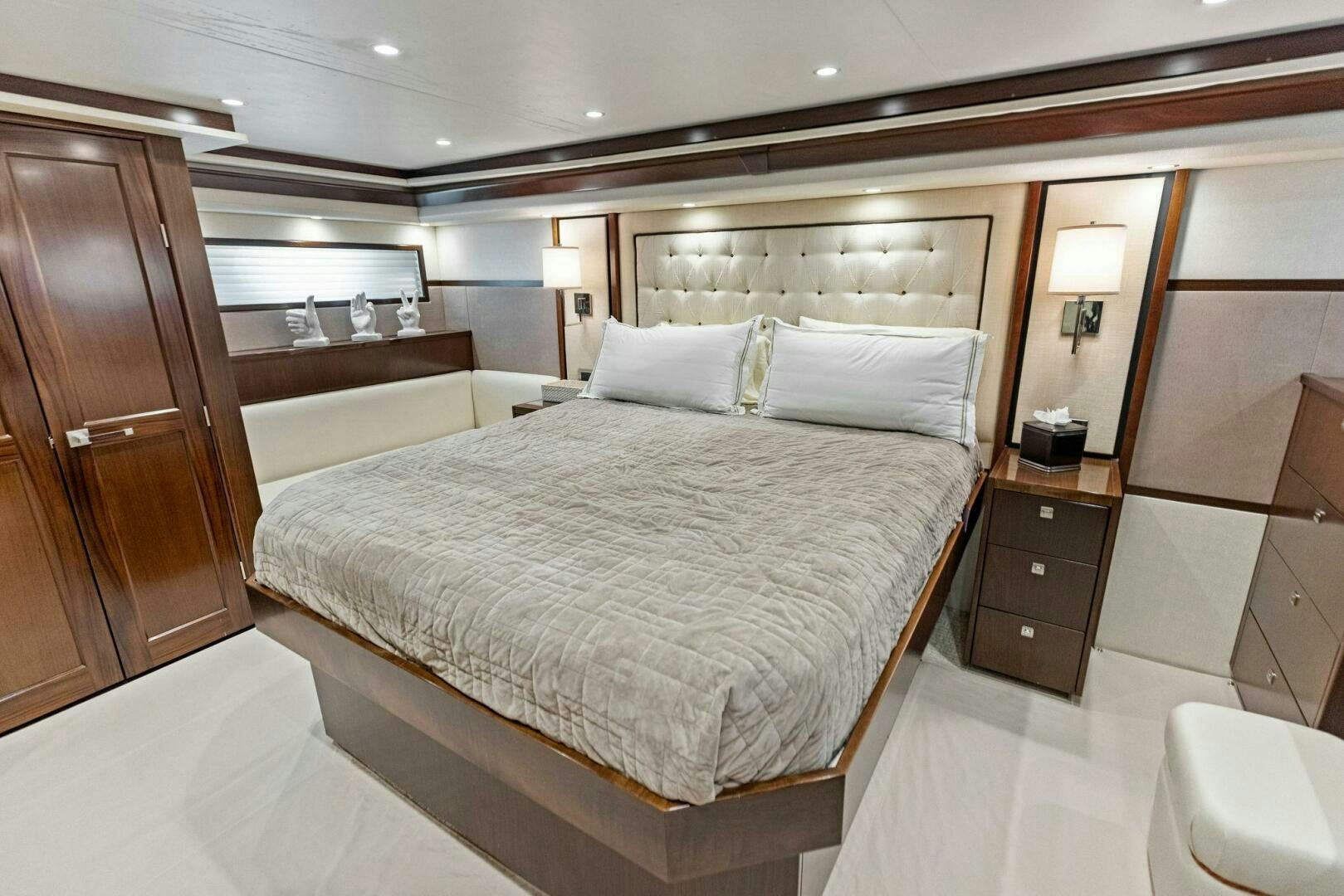 a large hotel room with a large bed aboard THE PROVIDER Yacht for Sale