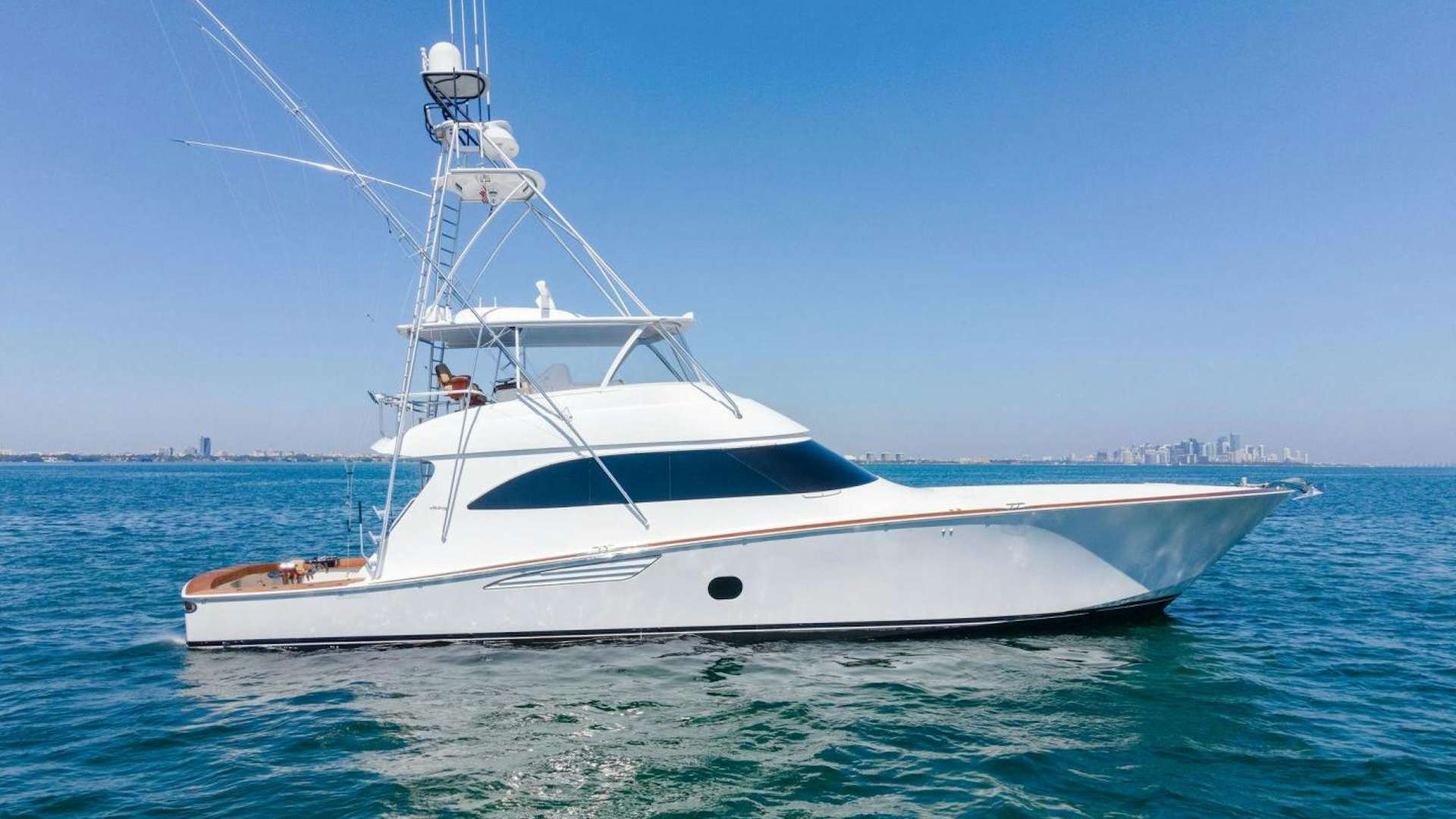 a white boat in the water aboard THE PROVIDER Yacht for Sale