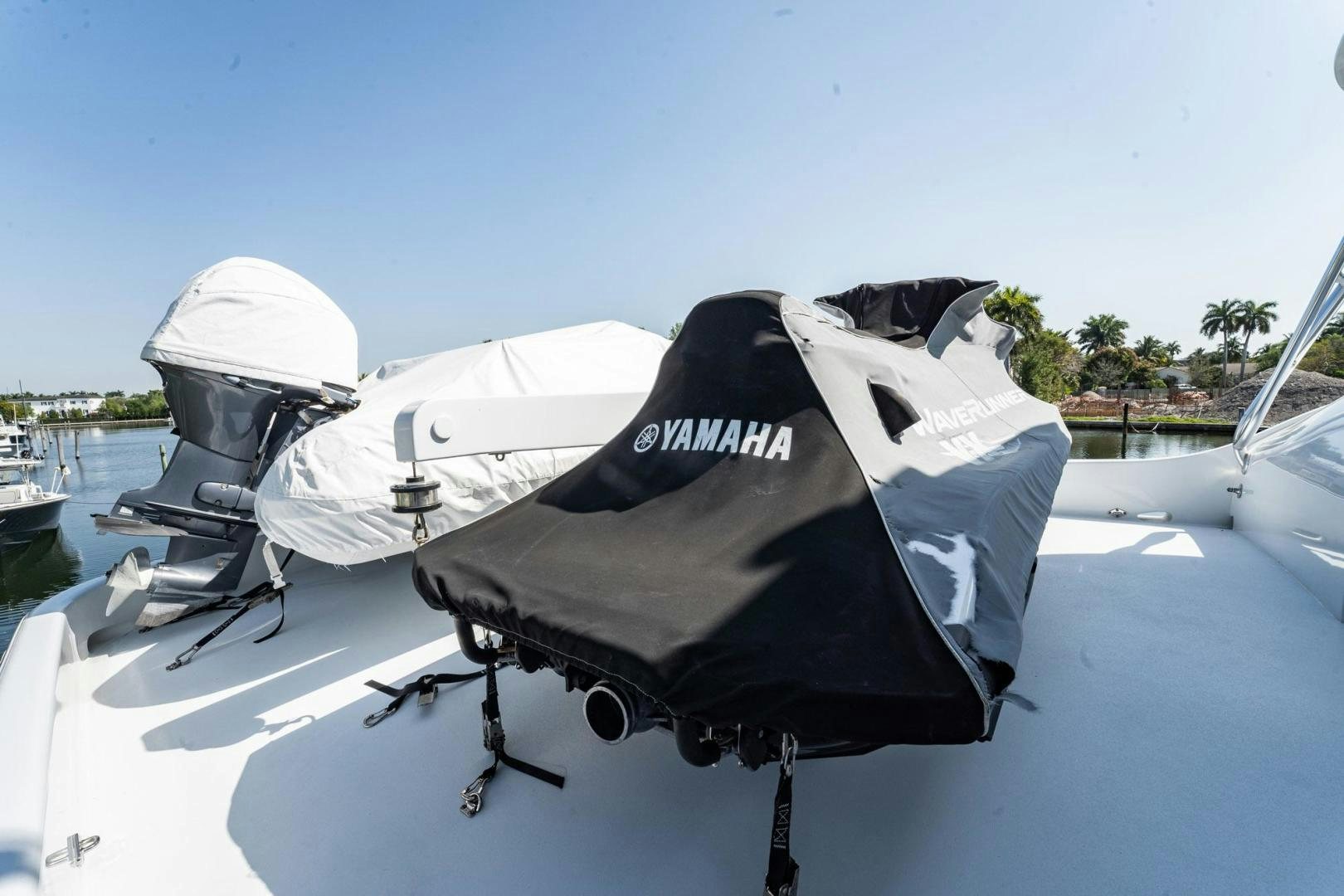 a black and white parachute on a boat aboard CRISTINA Yacht for Sale