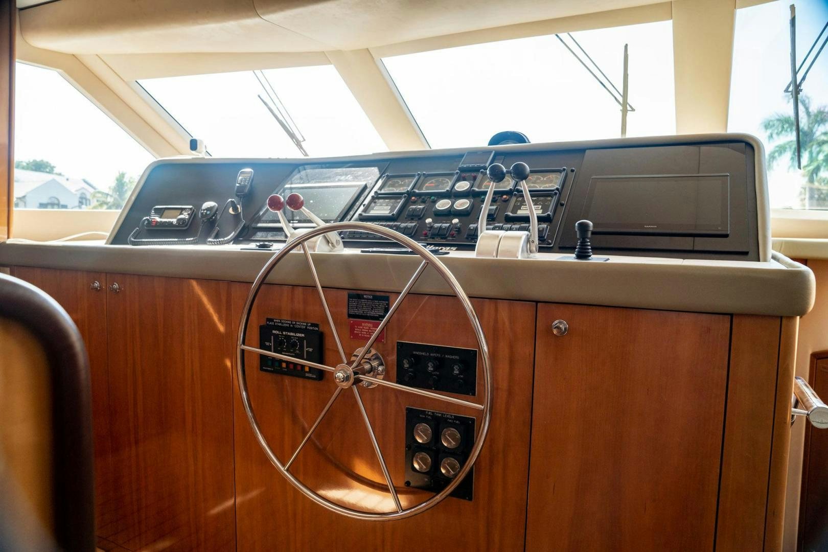 a radio on a table aboard CRISTINA Yacht for Sale