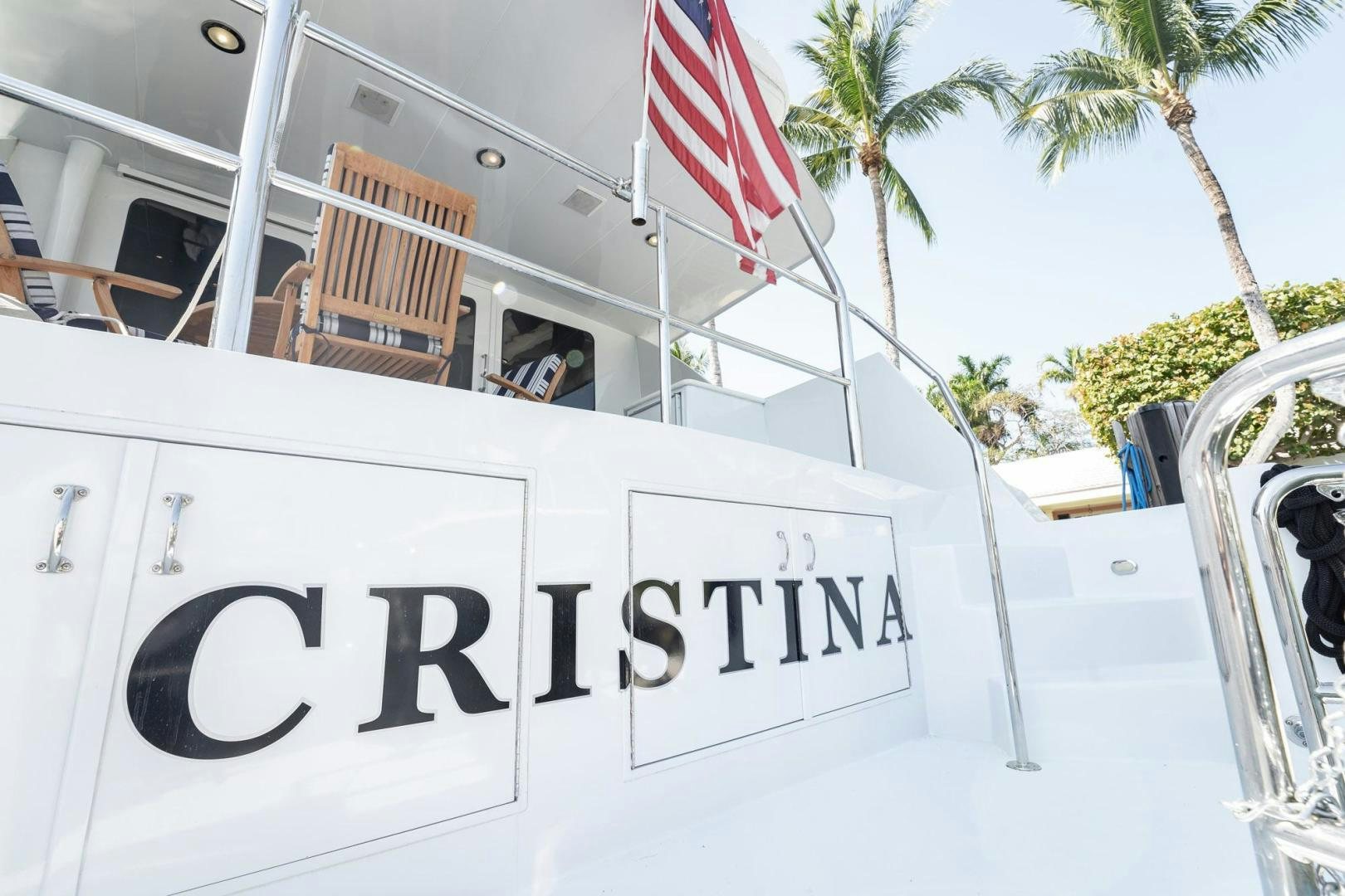 a sign on a building aboard CRISTINA Yacht for Sale