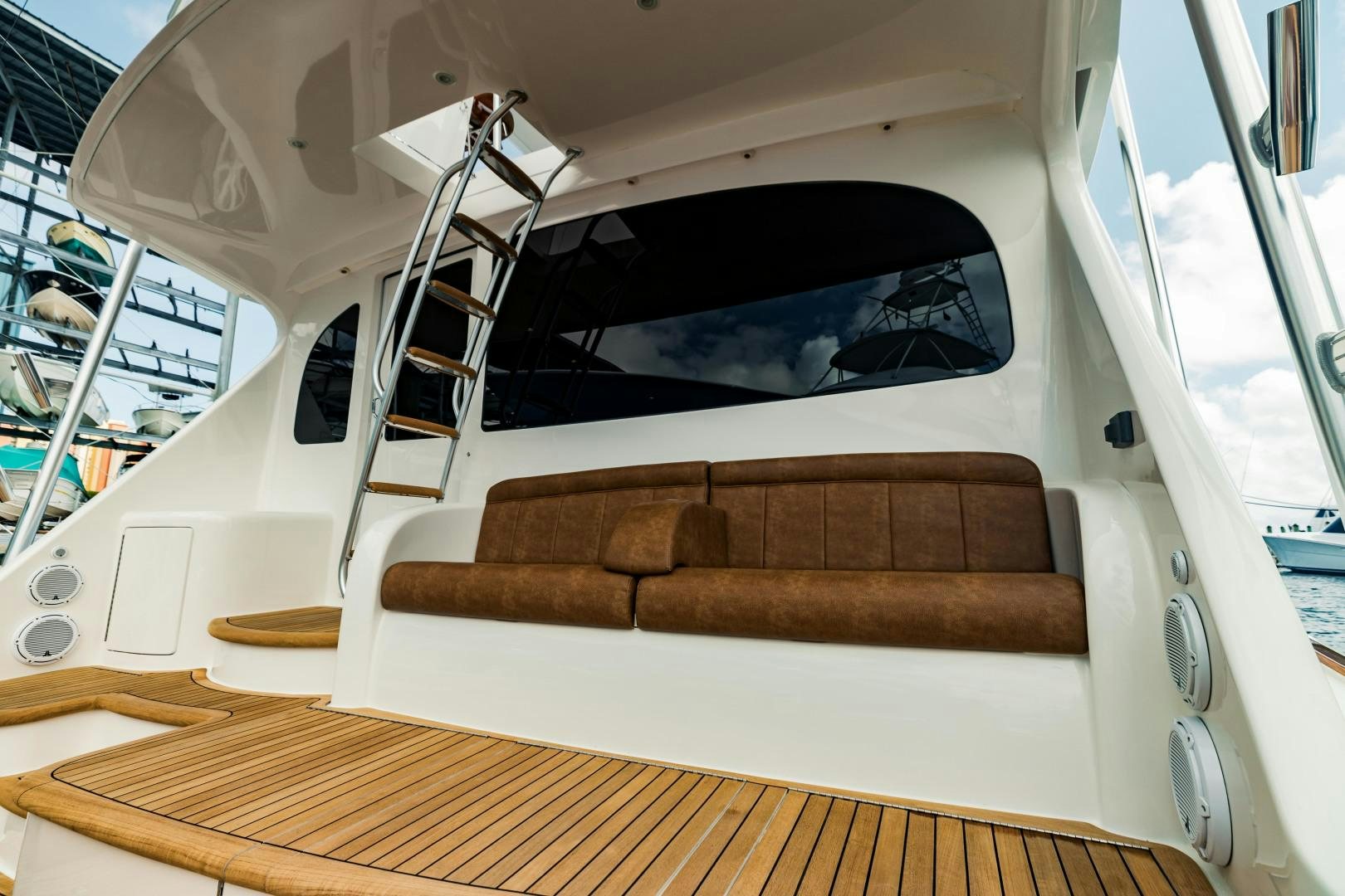 inside of a white car aboard SHOE Yacht for Sale