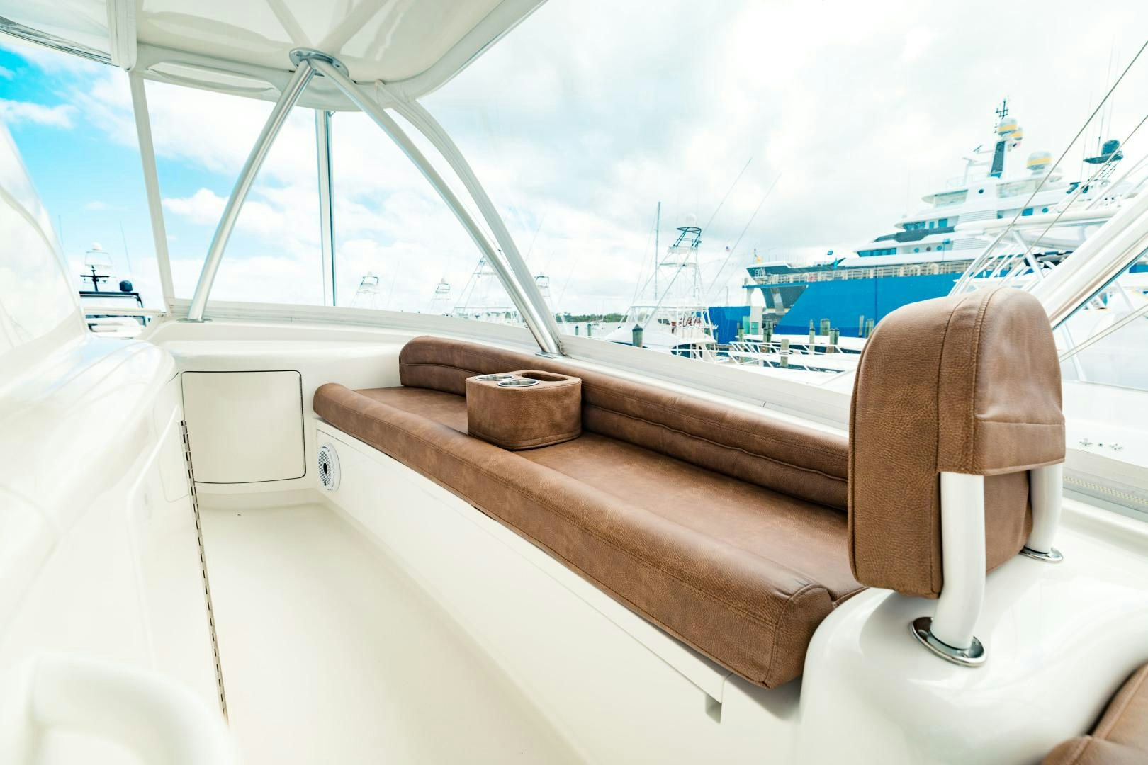 a chair on a boat aboard SHOE Yacht for Sale