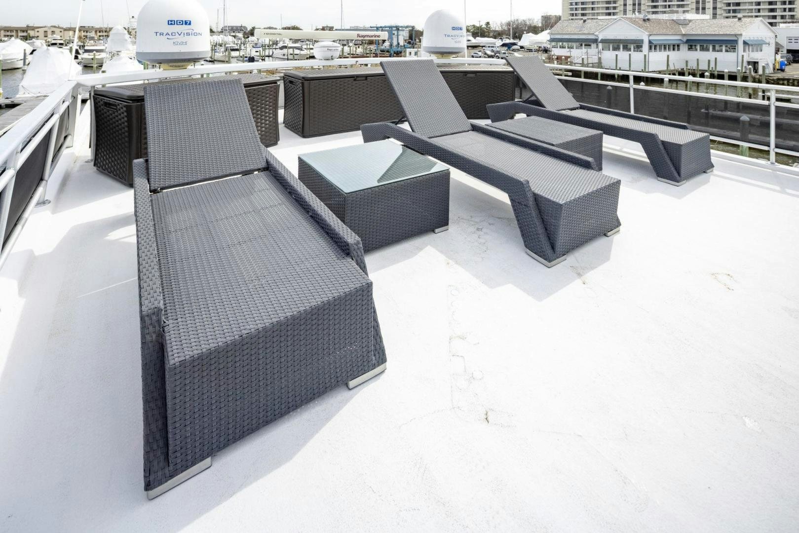 a group of black rectangular objects on a white surface aboard KNOT TIDE DOWN Yacht for Sale