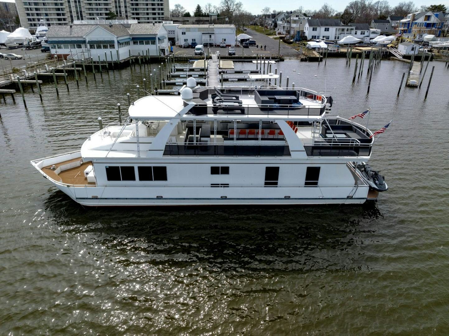 a boat in a harbor aboard KNOT TIDE DOWN Yacht for Sale