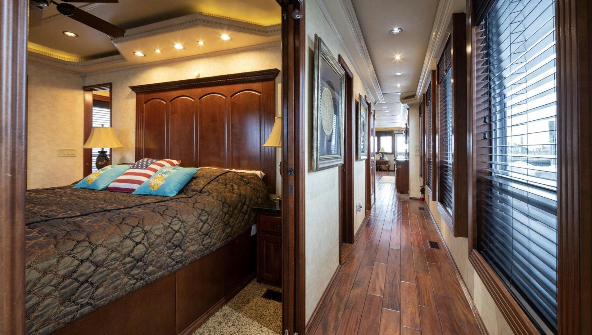 a bedroom with a large bed aboard KNOT TIDE DOWN Yacht for Sale