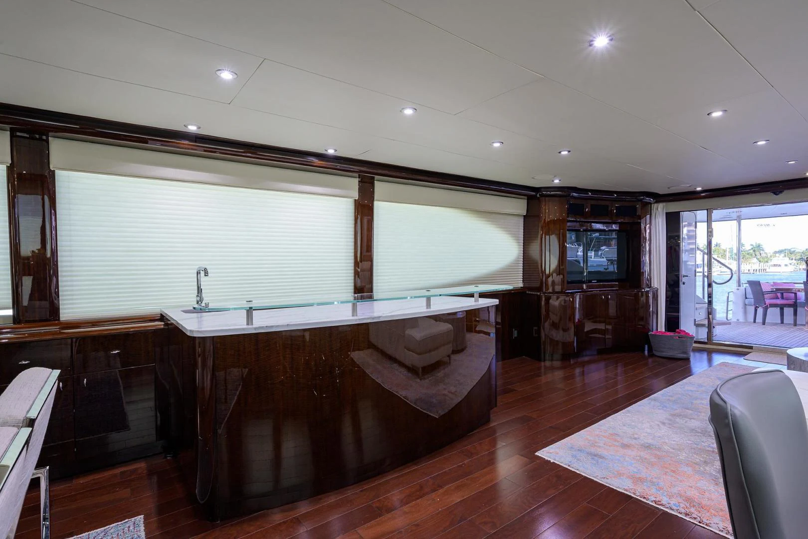 a large room with a large window aboard PURE ROMANCE Yacht for Sale