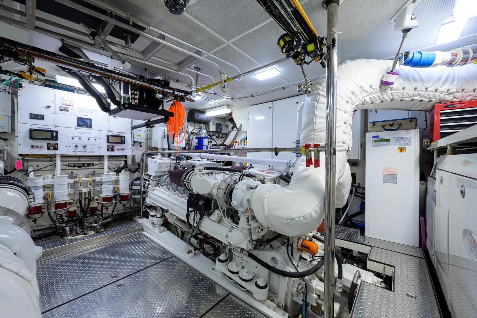a room with white machines aboard PURE ROMANCE Yacht for Sale