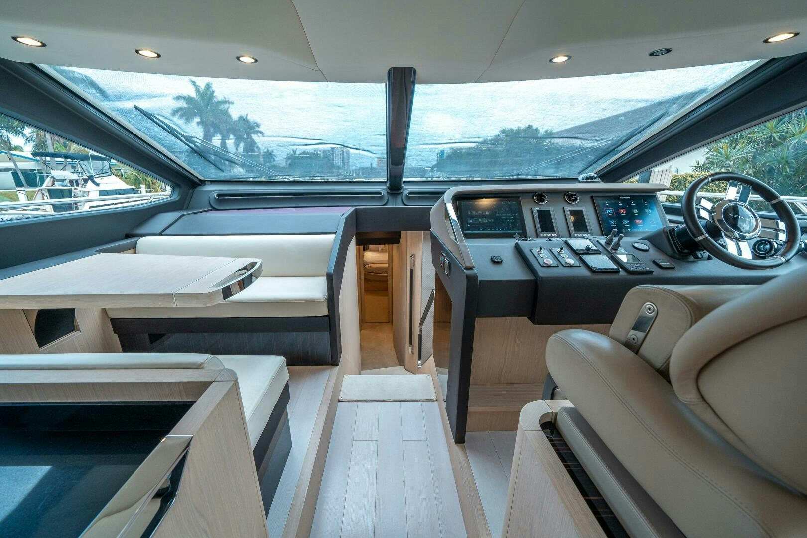 inside of a car aboard VELOCITY Yacht for Sale