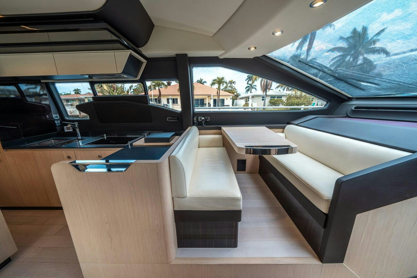 inside of a car aboard VELOCITY Yacht for Sale