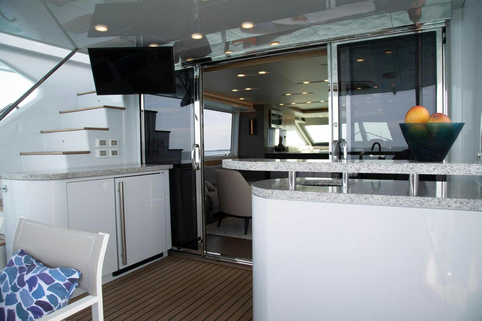 a kitchen with a large island aboard ABSOLUTELY Yacht for Sale
