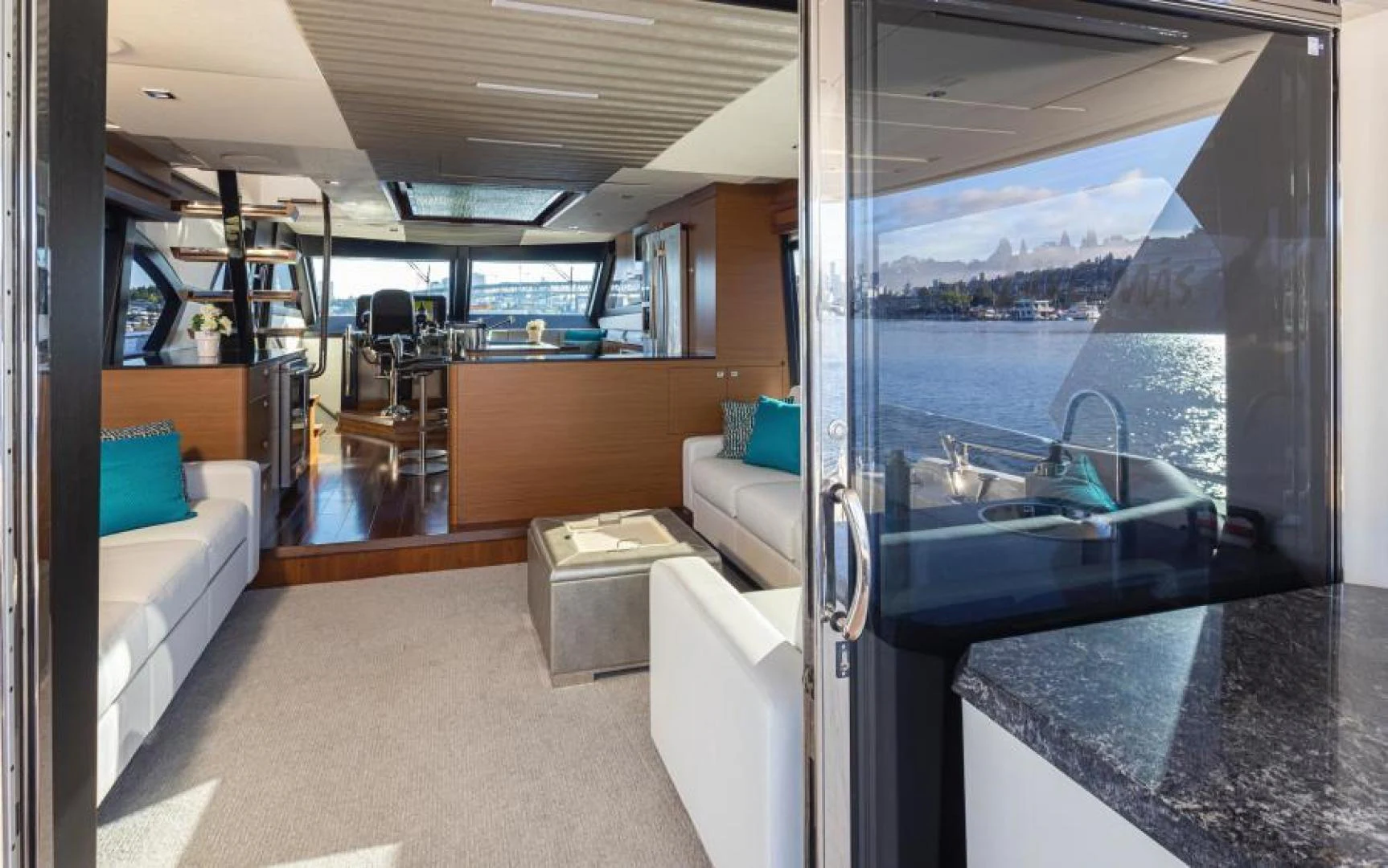 a room with a bed and a sink aboard LIV MAS Yacht for Sale