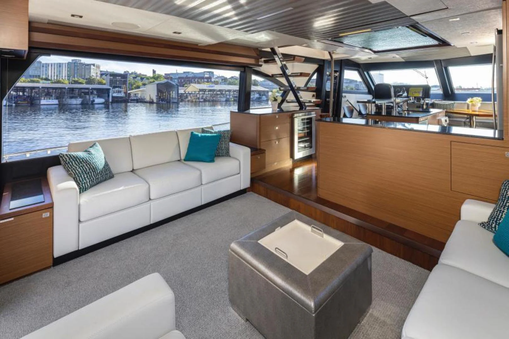 a living room with a couch aboard LIV MAS Yacht for Sale