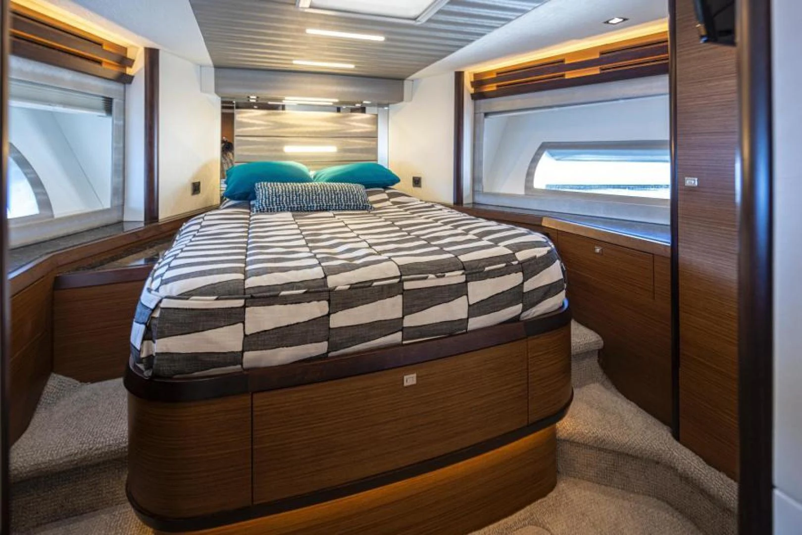 a bed in a train aboard LIV MAS Yacht for Sale