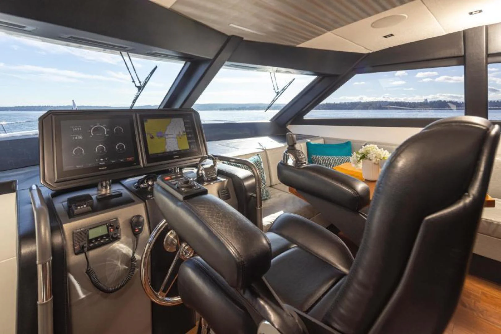 inside of a car aboard LIV MAS Yacht for Sale