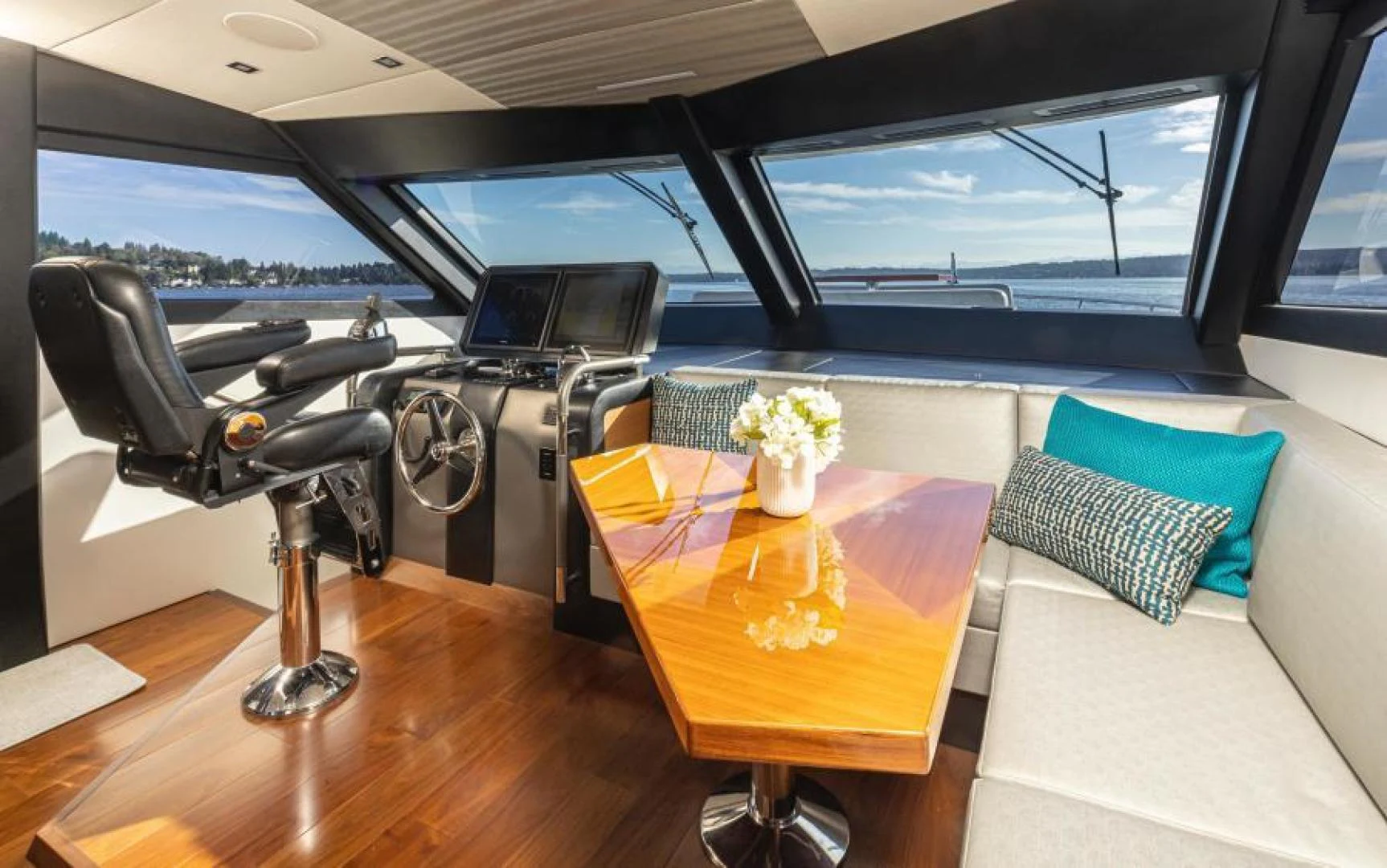 inside of a car aboard LIV MAS Yacht for Sale