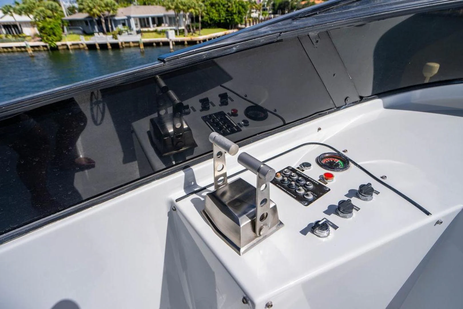 a white boat with black knobs aboard THREE BLESSINGS Yacht for Sale
