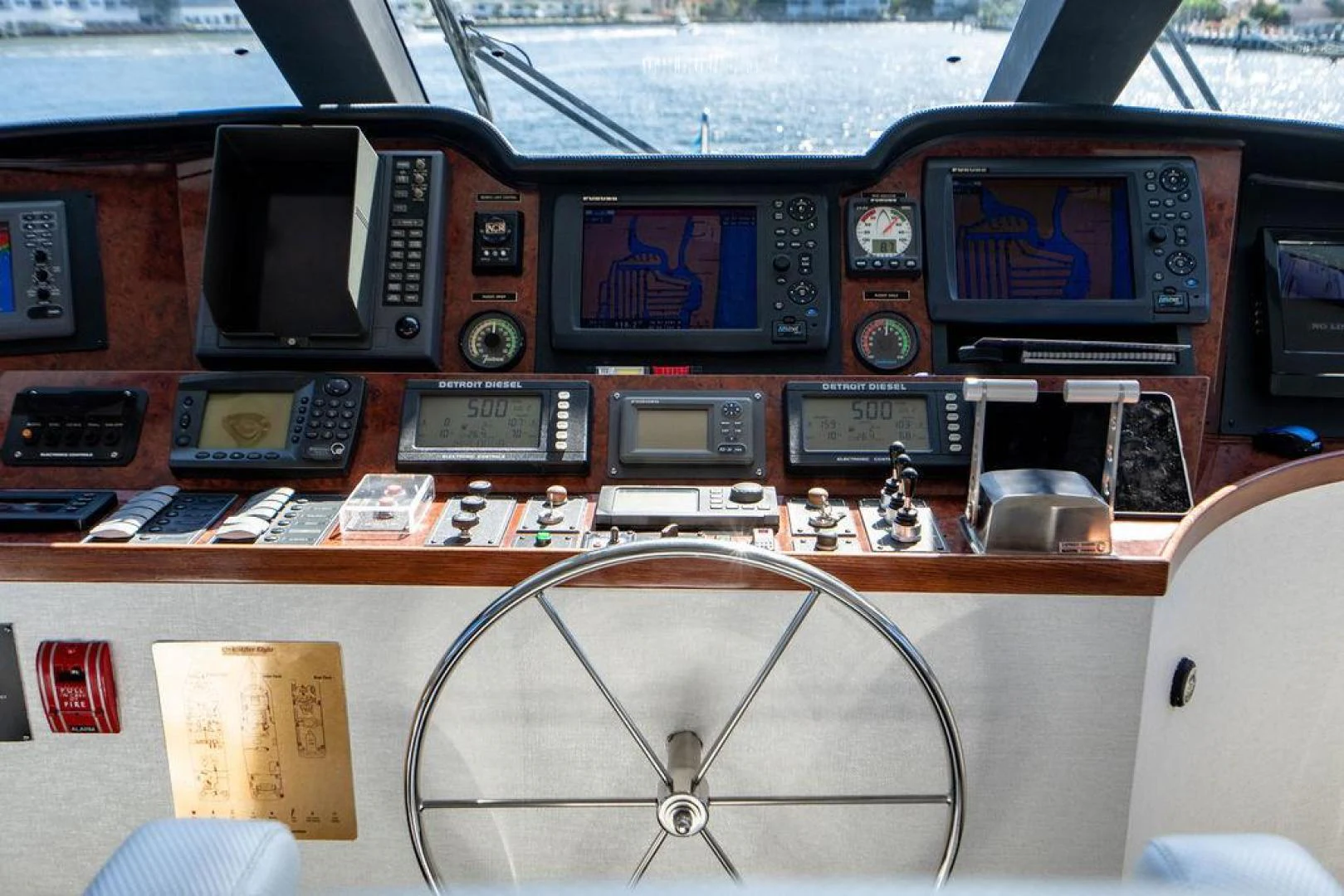 a table with electronic devices aboard THREE BLESSINGS Yacht for Sale