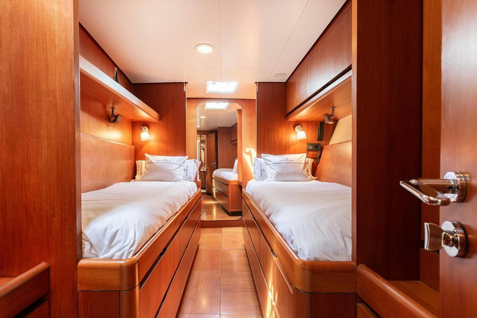 a room with two beds aboard KENORA Yacht for Sale