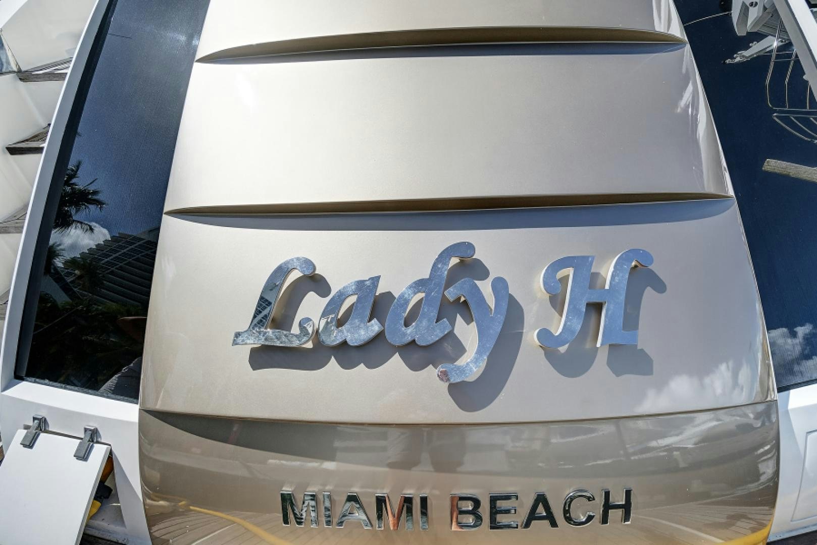 a white container with a blue logo aboard LADY H Yacht for Sale