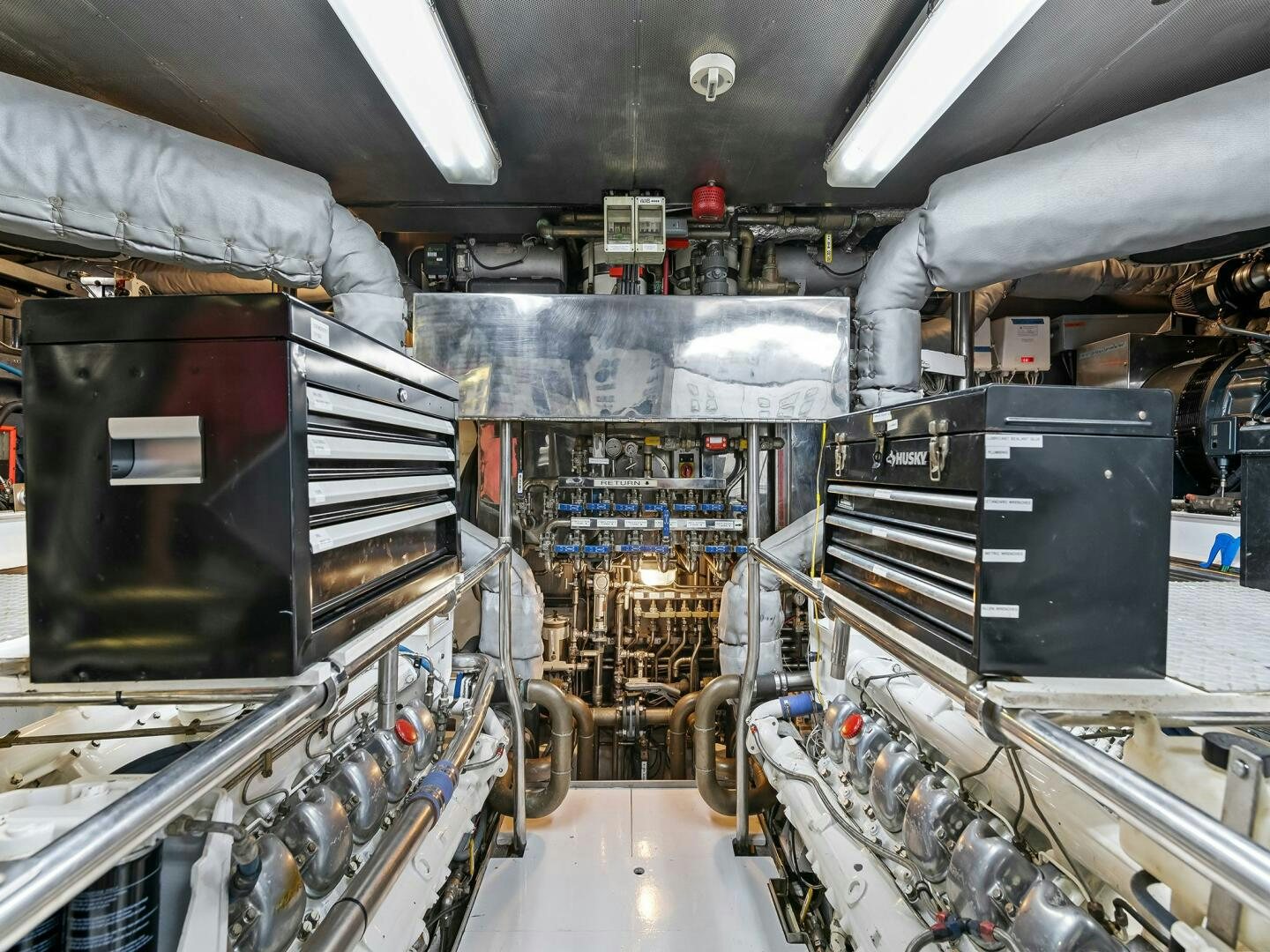 a large room with machinery aboard SIENNA Yacht for Sale