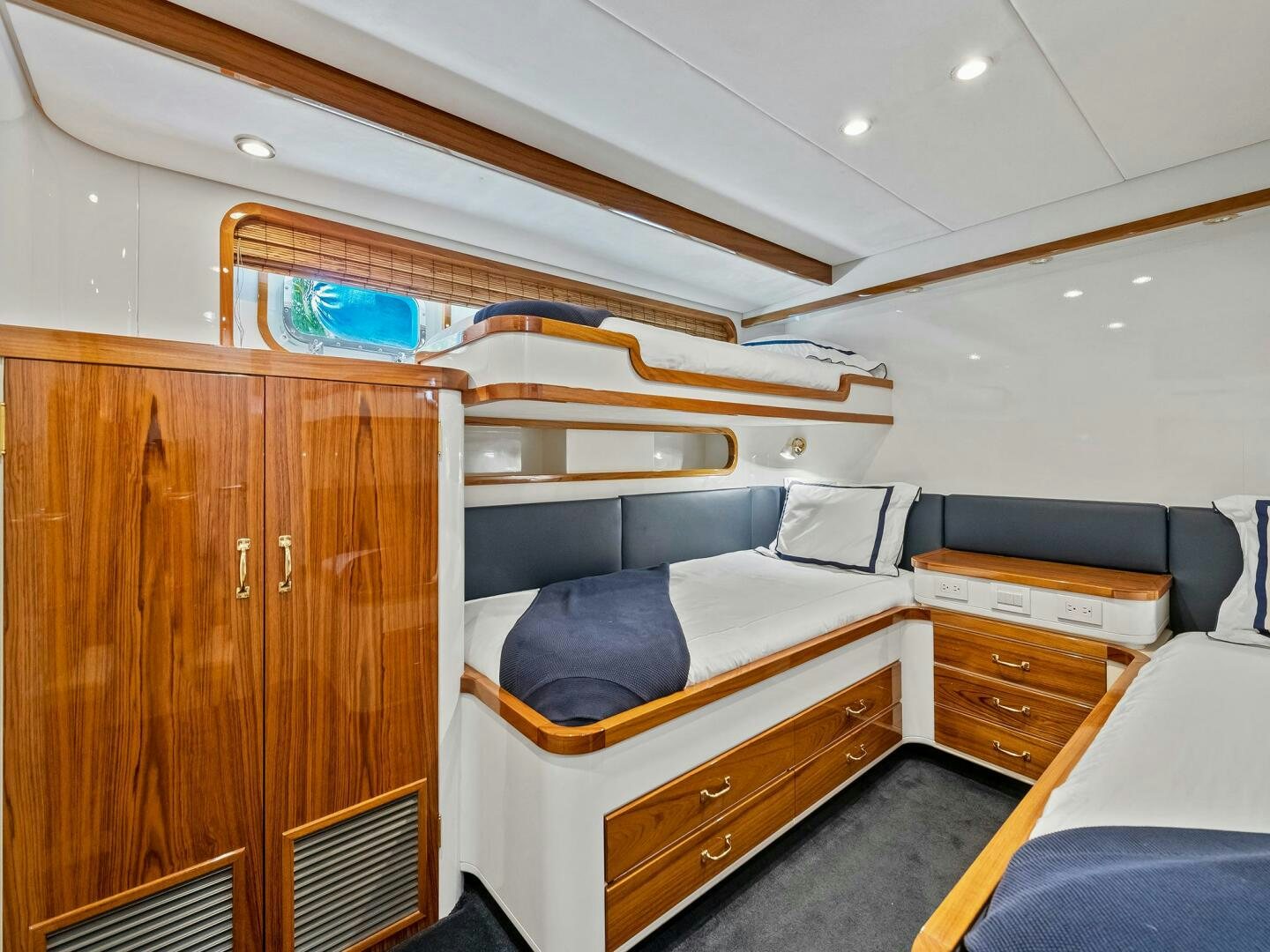 a room with bunk beds aboard SIENNA Yacht for Sale
