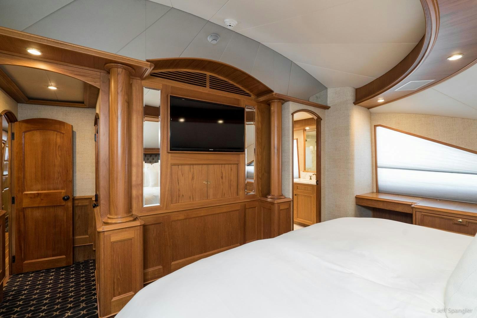a bed in a room aboard LIFE OF RILEY Yacht for Sale