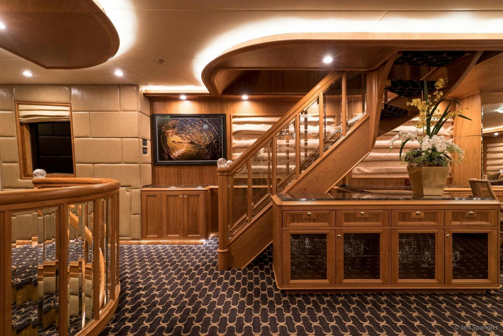 a staircase in a building aboard LIFE OF RILEY Yacht for Sale