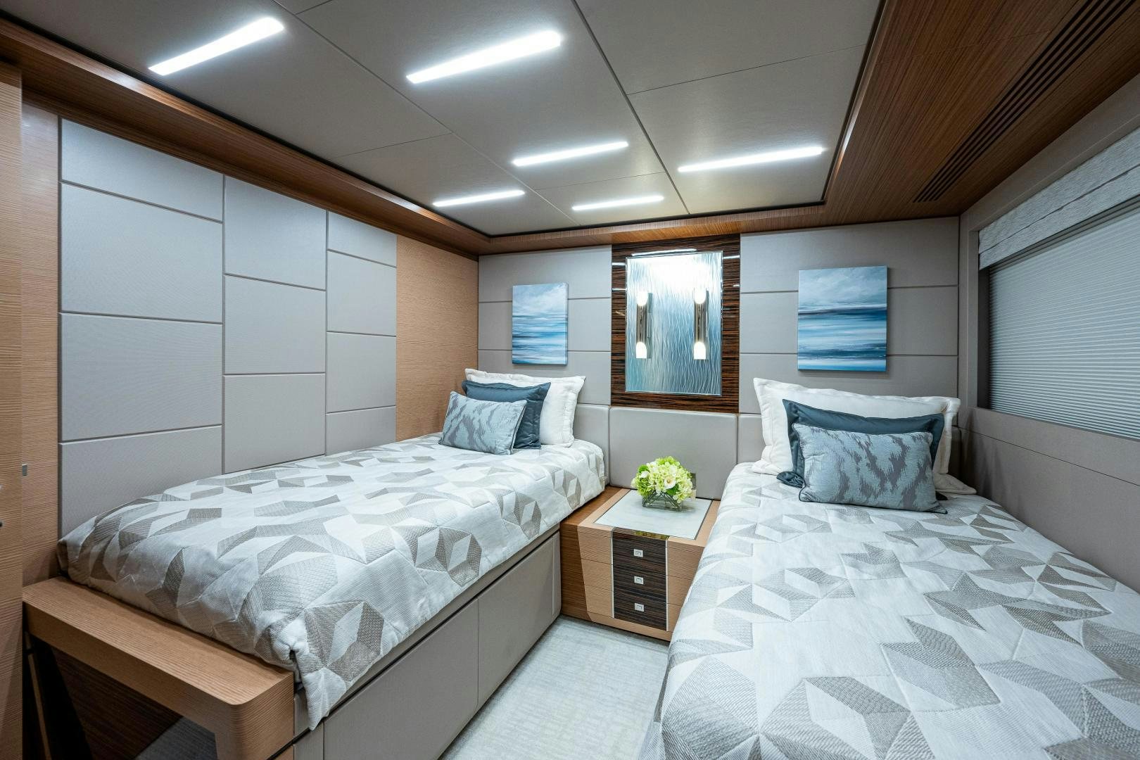 a room with two beds aboard SEAMENT Yacht for Sale