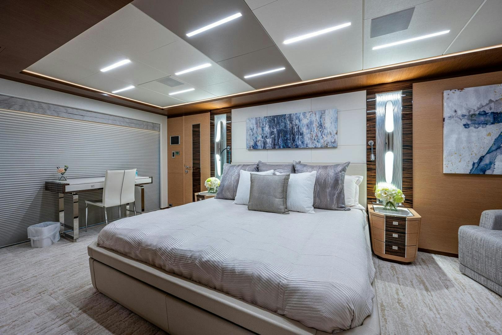 a bed in a room aboard SEAMENT Yacht for Sale