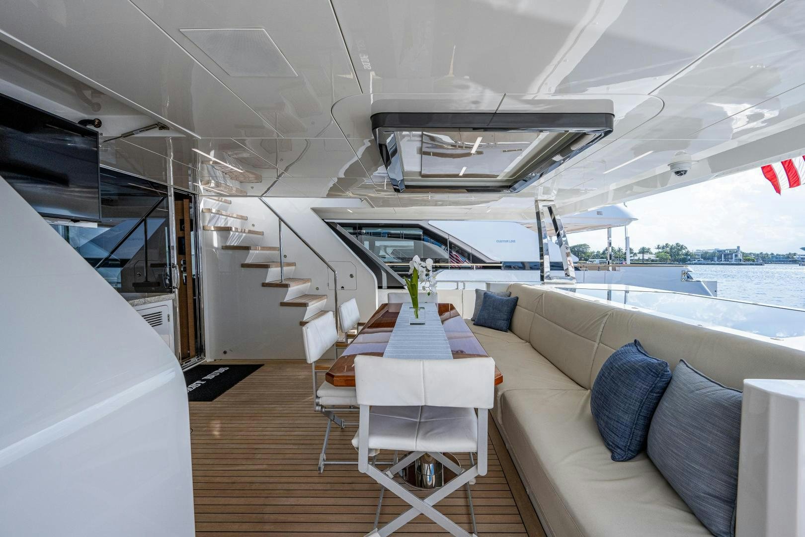 a room with a couch and a table and chairs aboard SEAMENT Yacht for Sale