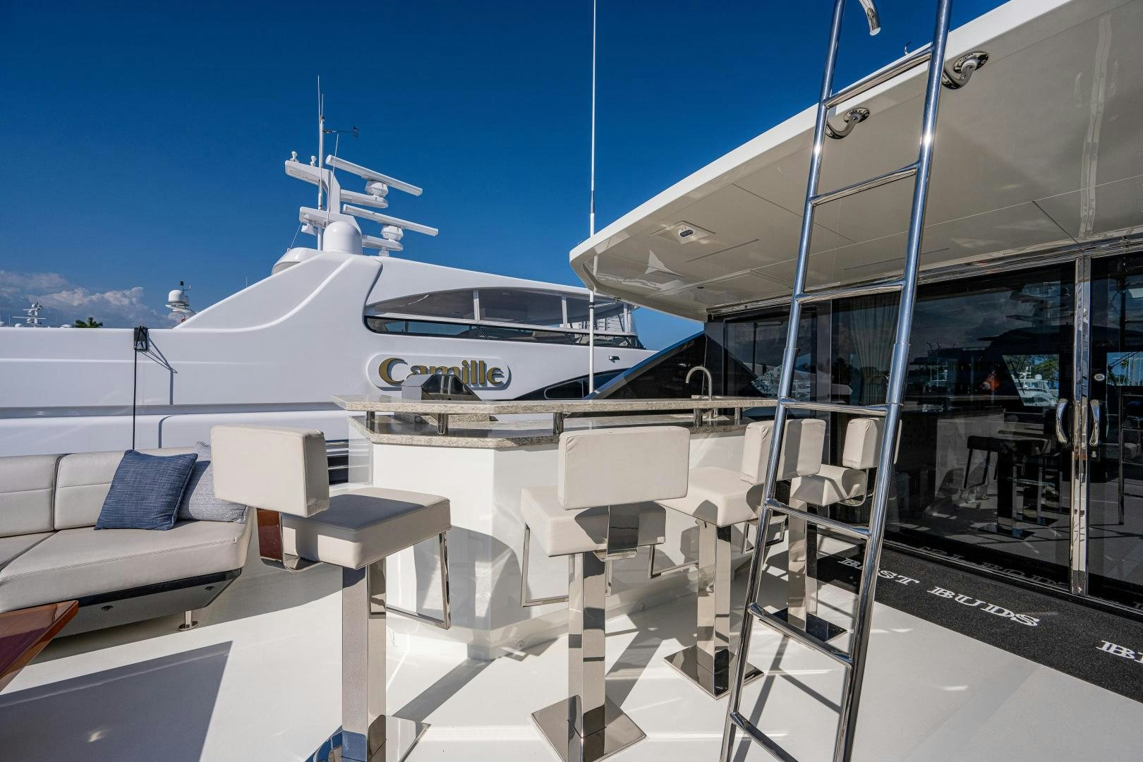 a white yacht in a room aboard SEAMENT Yacht for Sale