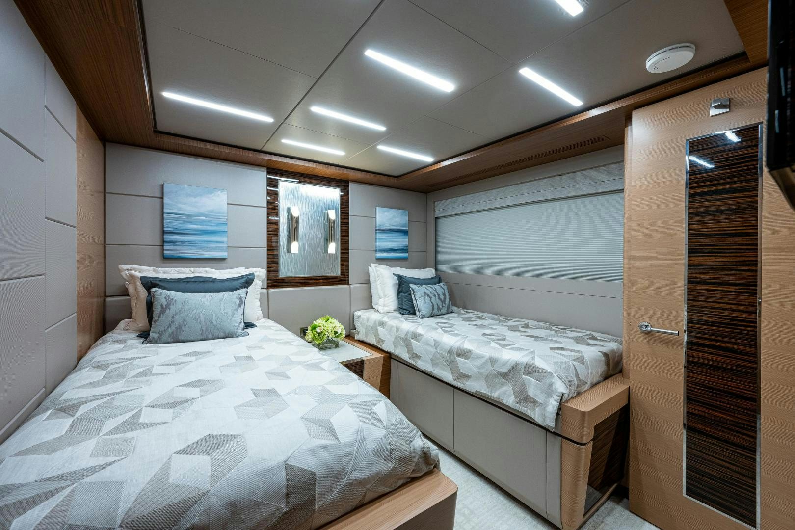 a room with two beds aboard SEAMENT Yacht for Sale