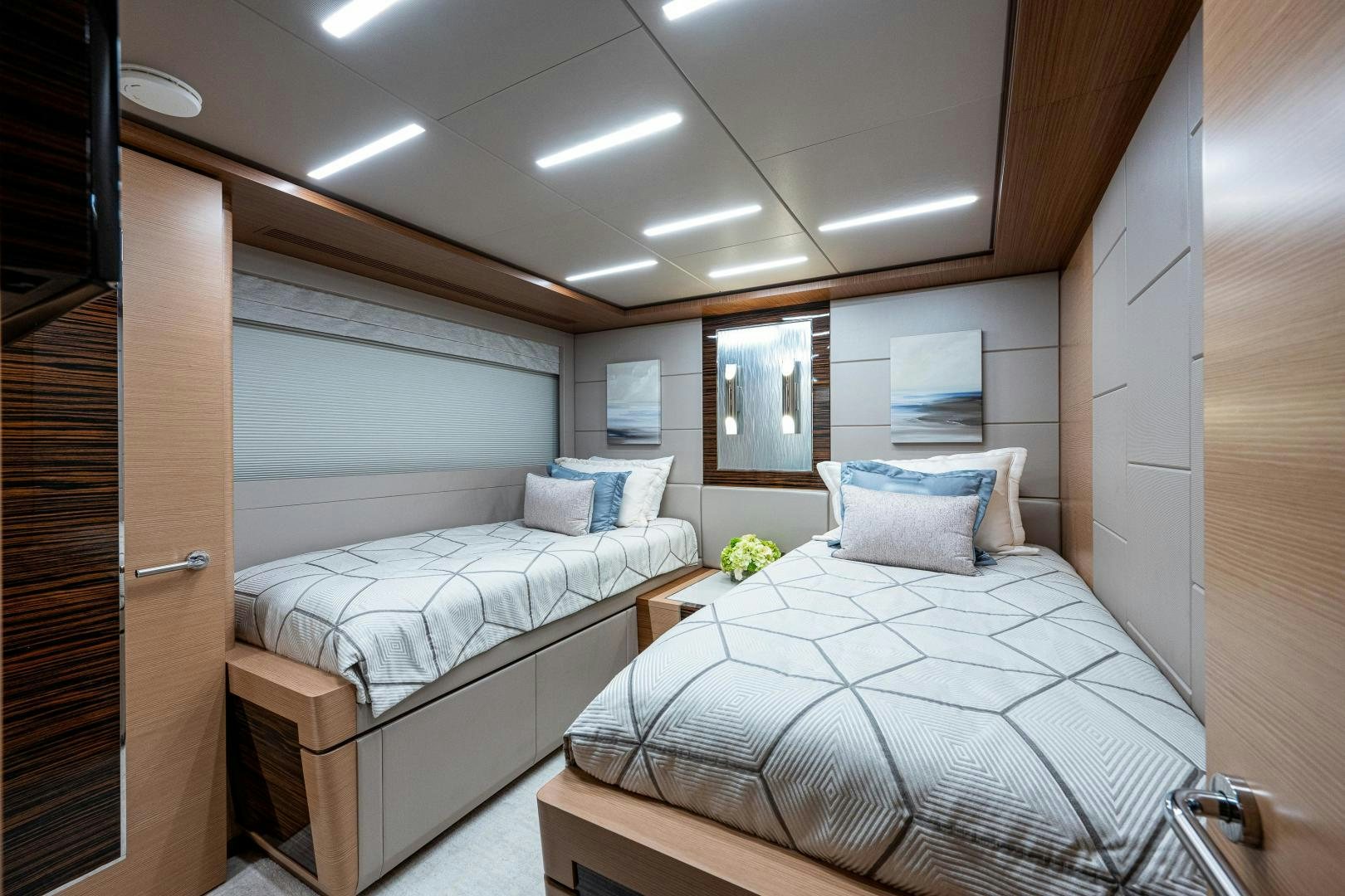 a room with two beds aboard SEAMENT Yacht for Sale