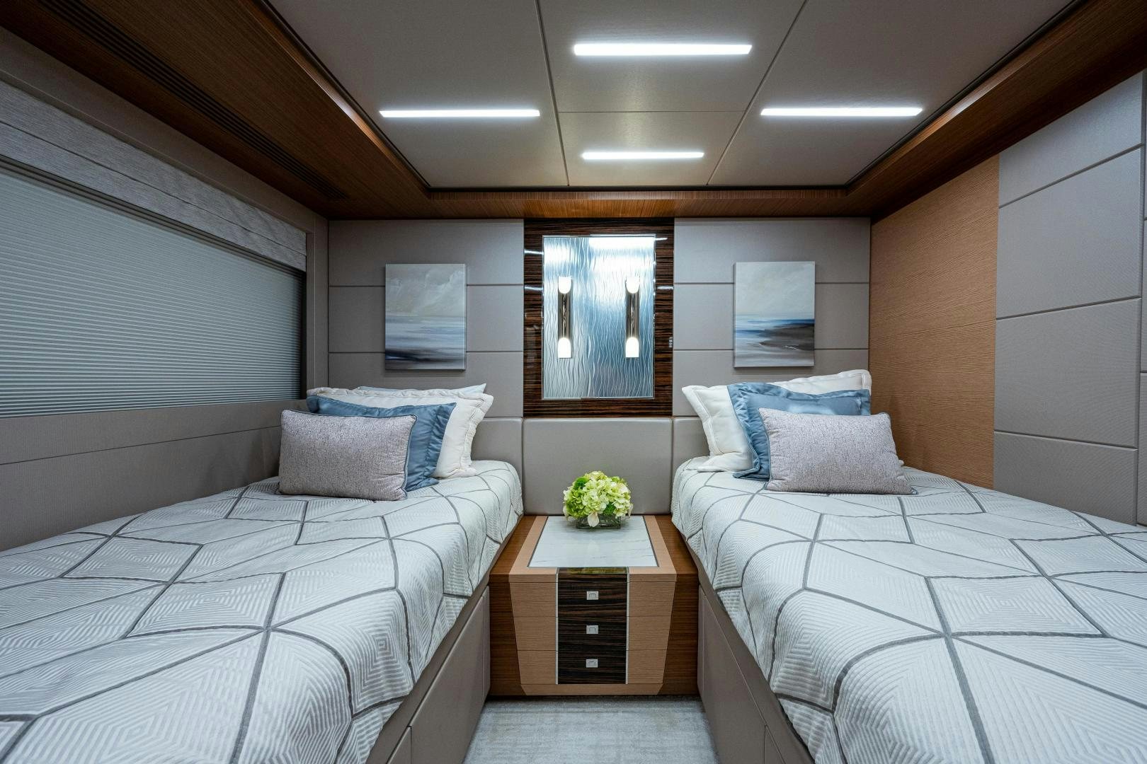 a room with two beds aboard SEAMENT Yacht for Sale