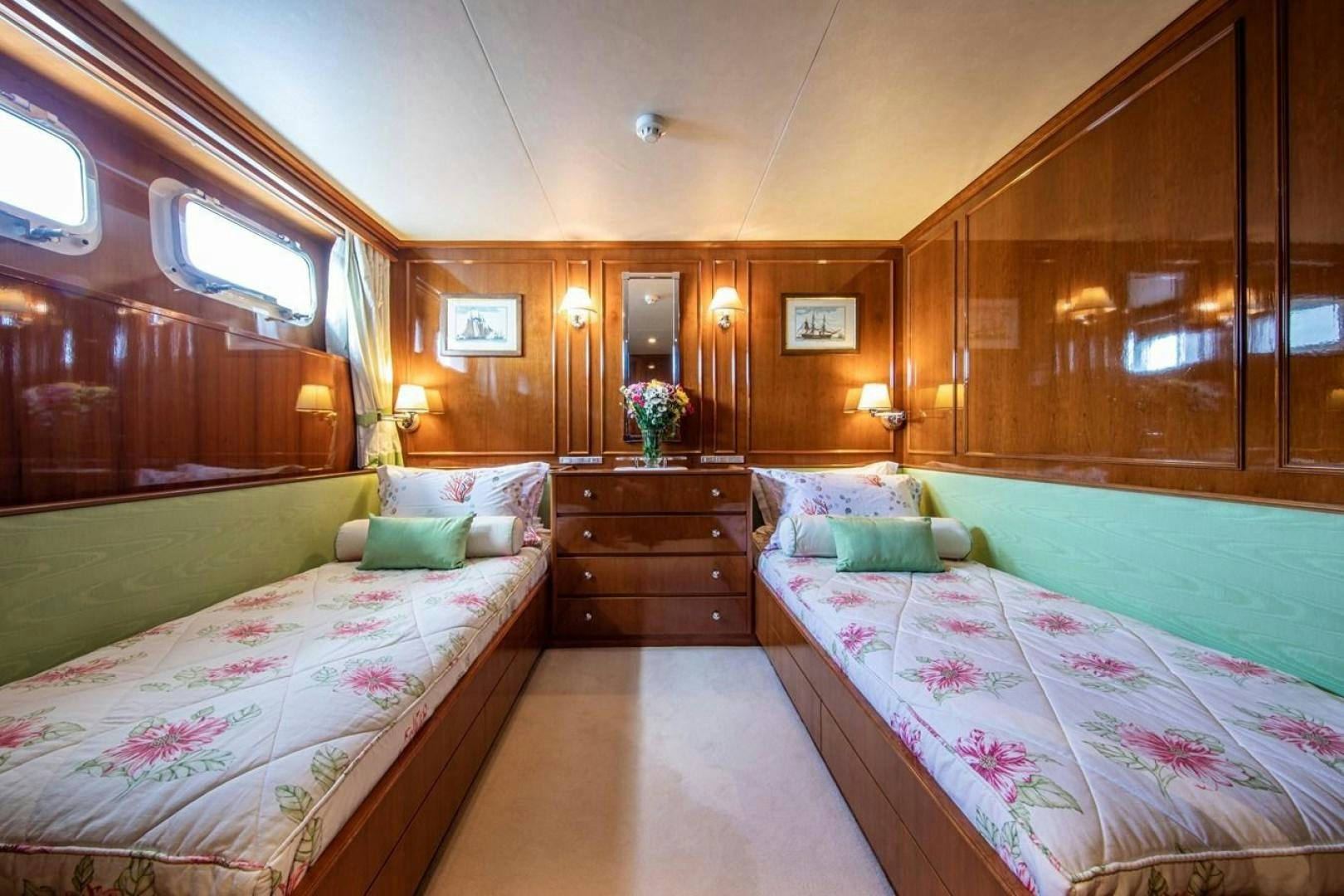 a room with two beds aboard MONACO Yacht for Sale