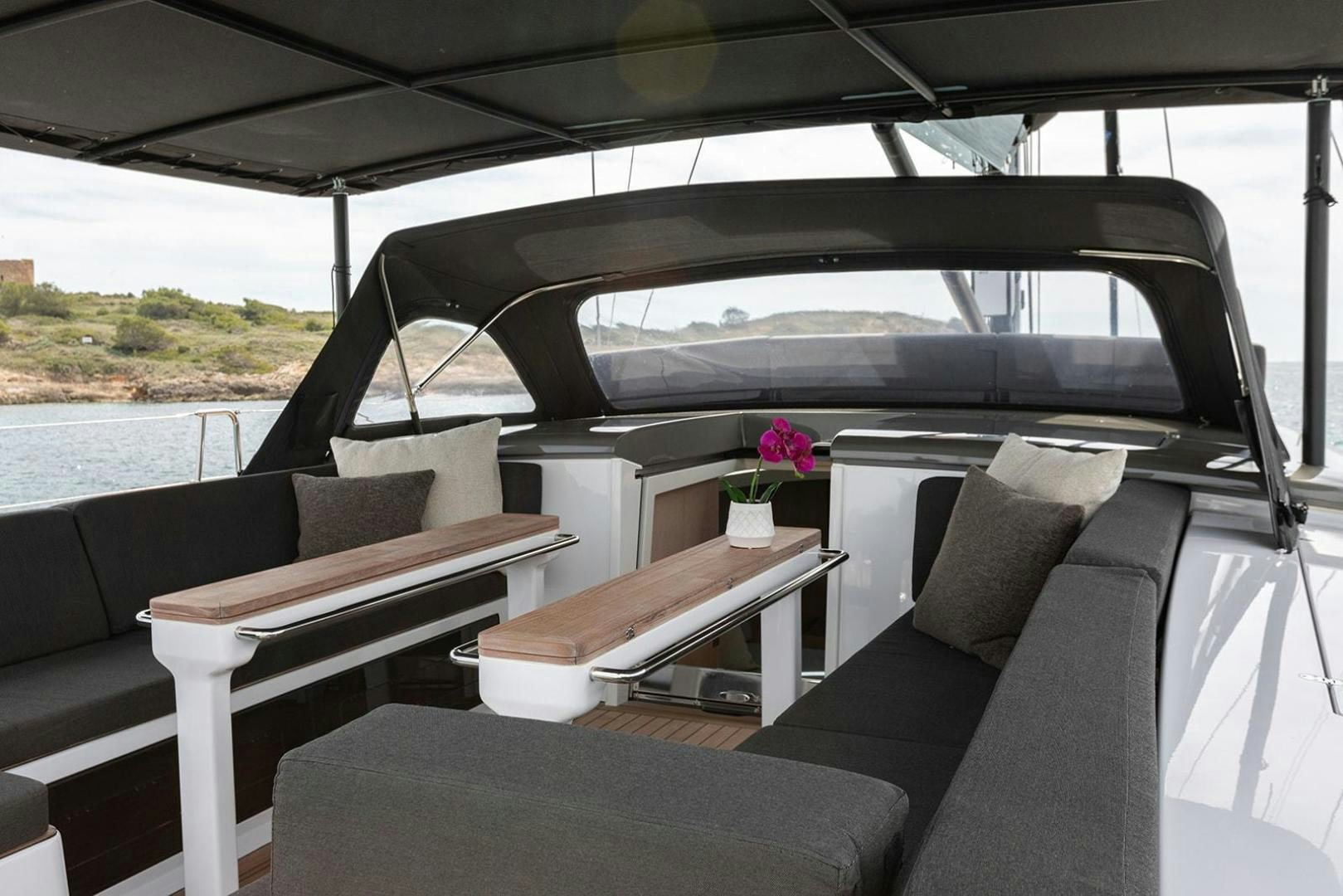 inside of a car aboard CIN CIN Yacht for Sale