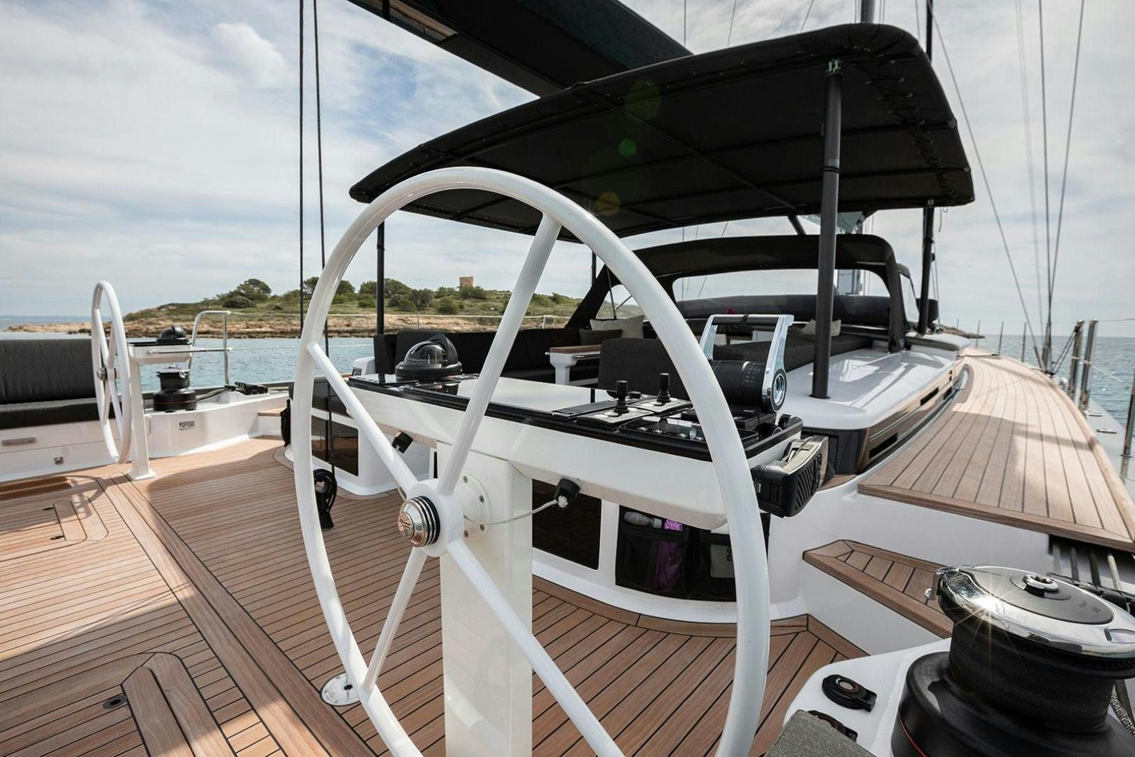 a boat on a deck aboard CIN CIN Yacht for Sale
