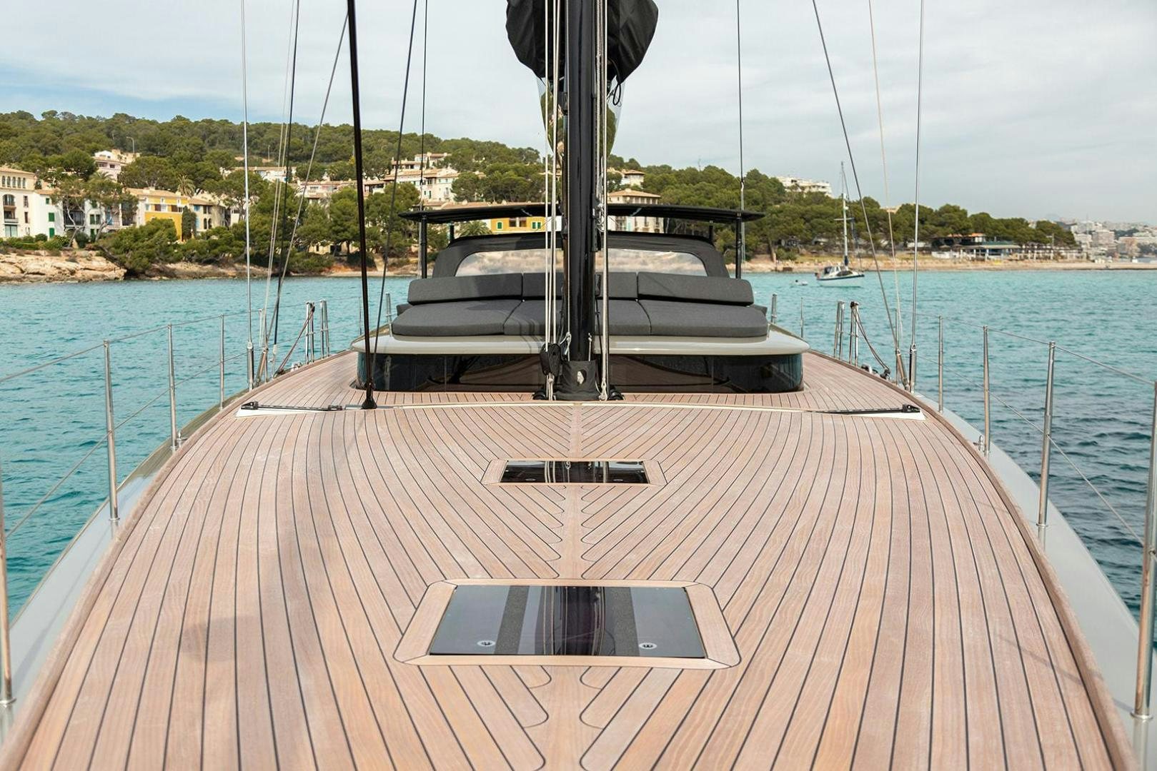 a boat on a deck aboard CIN CIN Yacht for Sale
