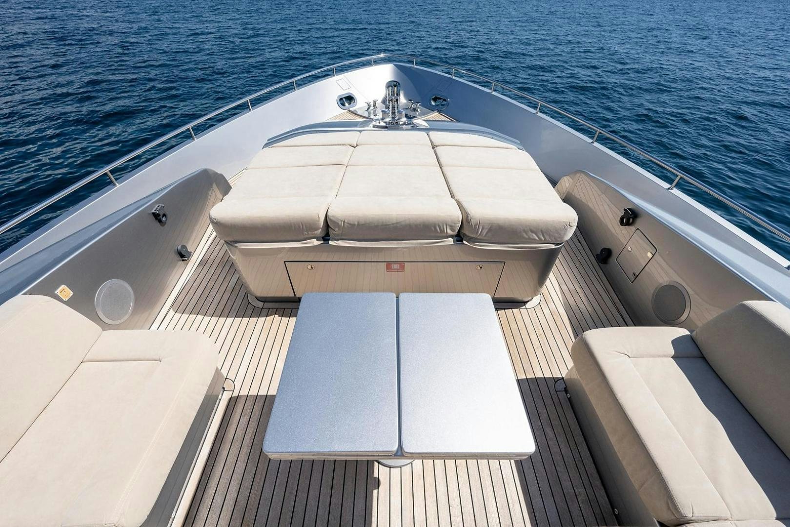 a white boat on a boat aboard IMAGINE Yacht for Sale